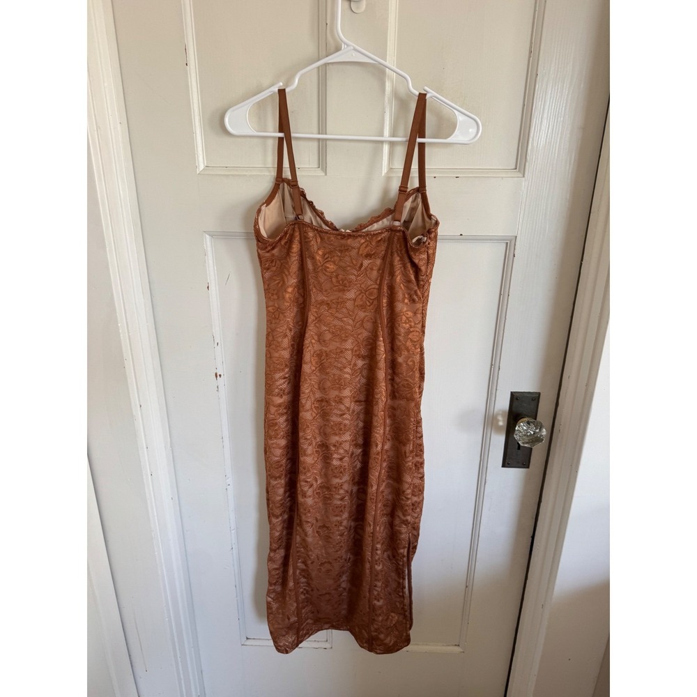 Popilush bronze orange lace shapewear corset midi dress size medium - Picture 4 of 12
